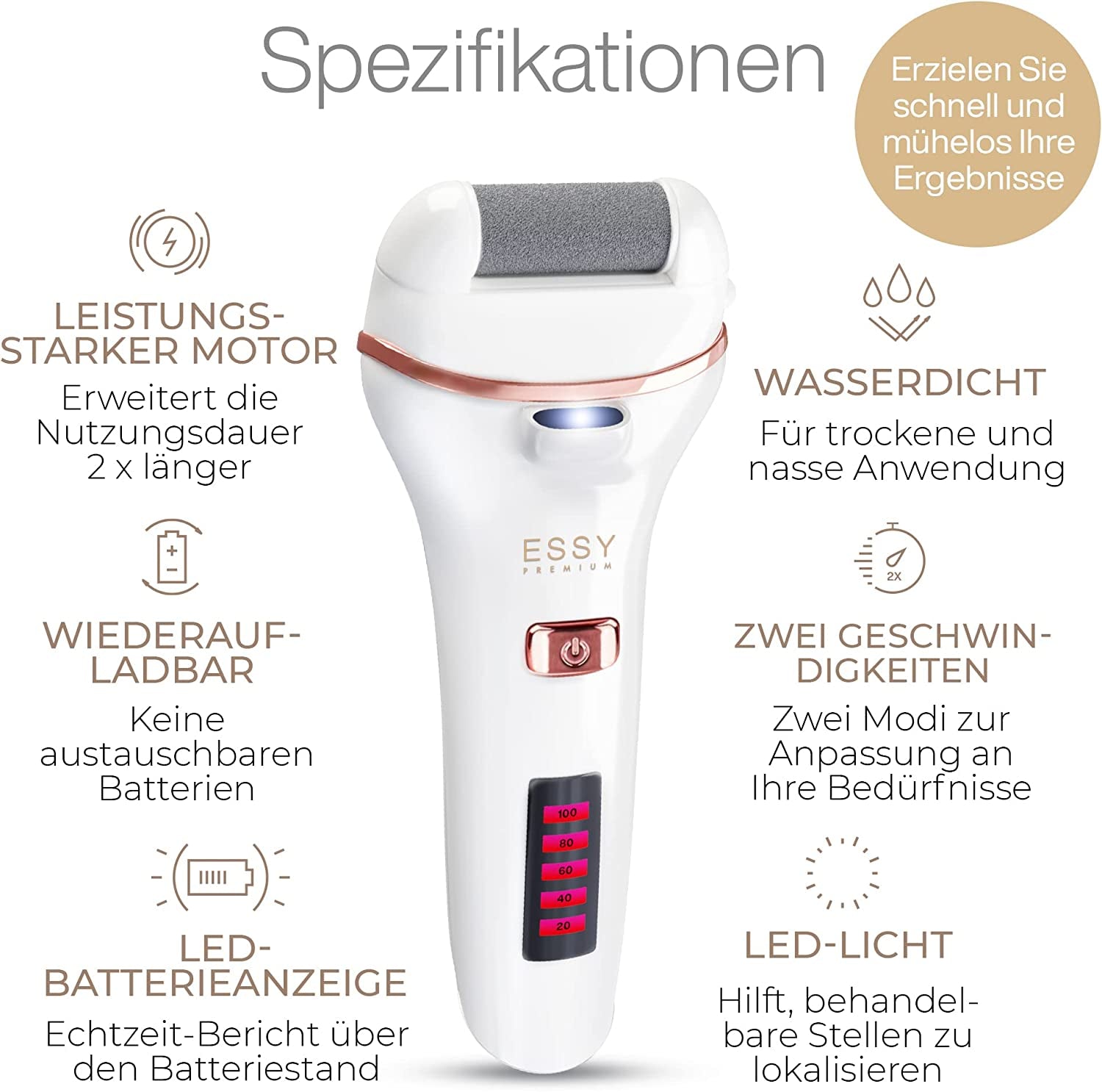 Hornhautentferner Elektrisch Testsieger Mit 5 Ersatzrollen Hornhaut Entfernen Elektrischer Hornhautentferner Fußpflegegerät Pediküre Set Elektronisch Fußpflege Hornhautfeile (White)