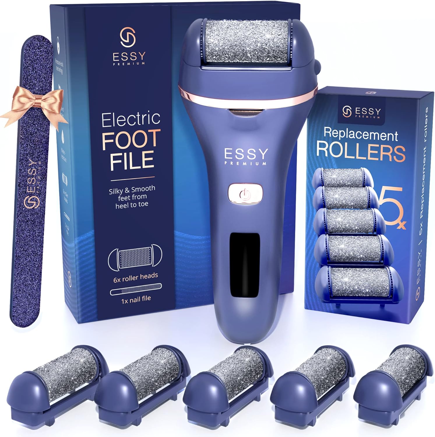 Hornhautentferner Elektrisch Testsieger Mit 5 Ersatzrollen Hornhaut Entfernen Elektrischer Hornhautentferner Fußpflegegerät Pediküre Set Elektronisch Fußpflege Hornhautfeile (White)