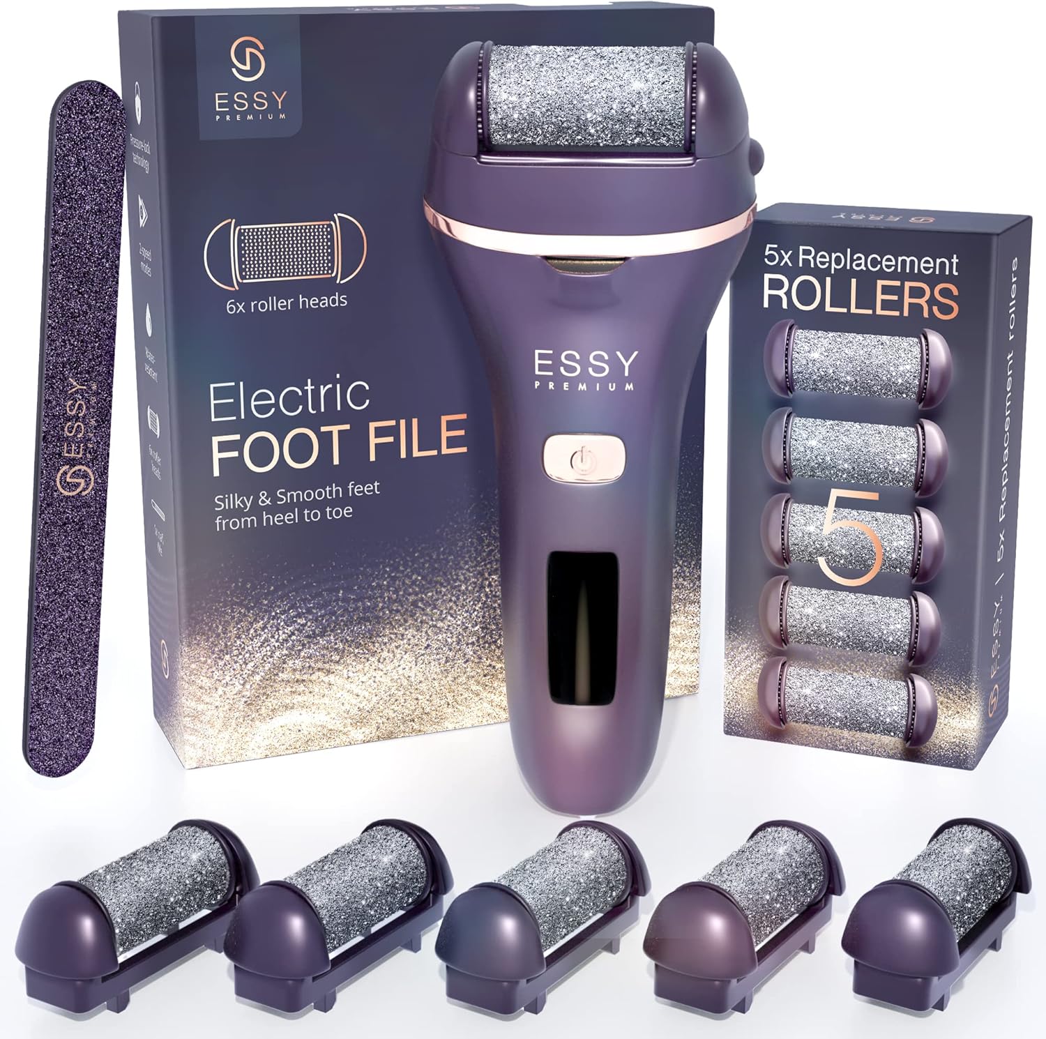 Hornhautentferner Elektrisch Testsieger Mit 5 Ersatzrollen Hornhaut Entfernen Elektrischer Hornhautentferner Fußpflegegerät Pediküre Set Elektronisch Fußpflege Hornhautfeile (White)